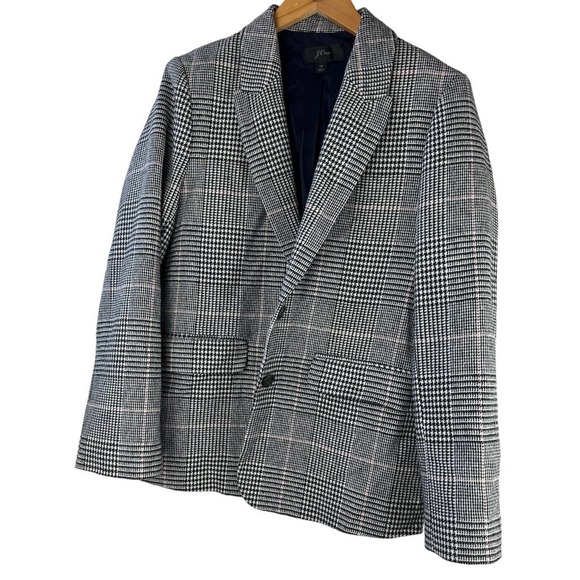 J. Crew Boyfriend Blazer Jacket Plaid Wool Blend J5658 Women's Size 14 - Picture 4 of 6